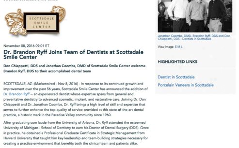 Dr. Brandon Ryff joins Drs. Don Chiappetti and Jonathan Coombs at Scottsdale Smile Center.